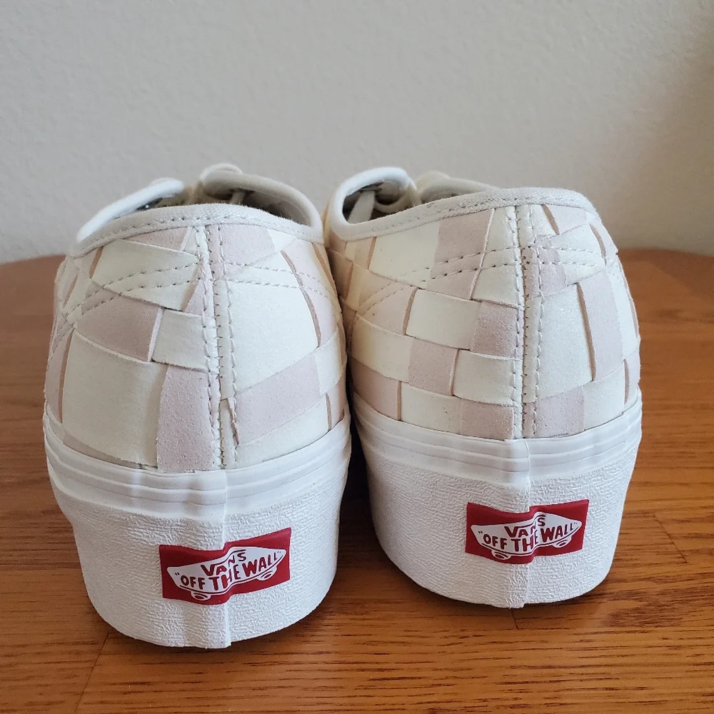 Vans White Pink Woven Checkered Platform Sneakers Men's Shoe 10 Women's 11.5 - Picture 8 of 11